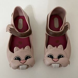 Mini Melissa Ultragirl Pink Chipmunk Mary Jane Flats Shoes Toddler Girls Size 8